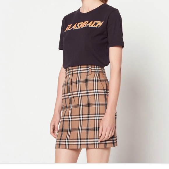 Sandro (Burberry lookalike) camel plaid skirt - Picture 2 of 4